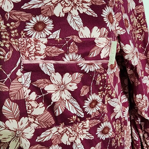 Thalia Sodi Women Sleep Shirt PJs Pajama Nightgown Top Medium Pink Floral Pocket - Picture 5 of 9